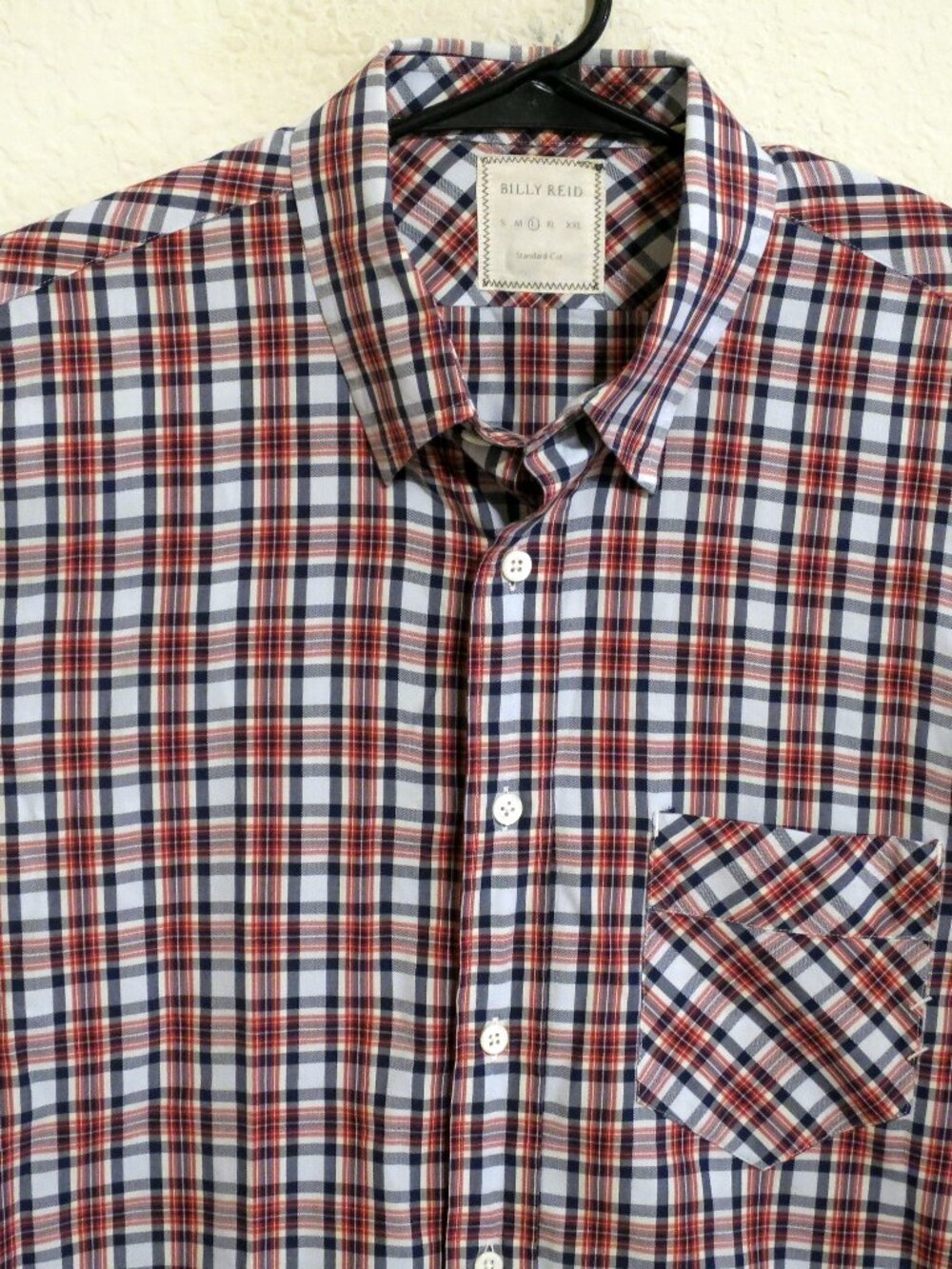 Billy Reid Shirt Mens Large Long Sleeve Button Standard Cut Blue  Red Striped